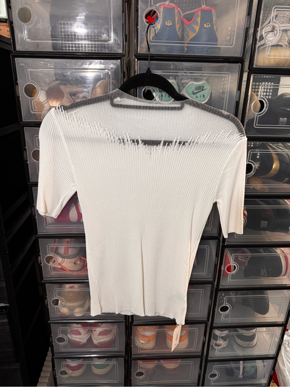 Adore White Ribbed Short-Sleeve Knit Top